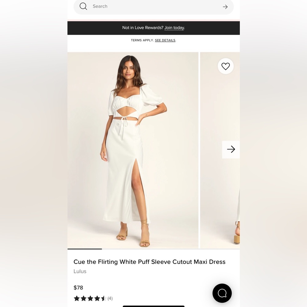 Lulus - puff sleeve, maxi dress with slit and cutouts. XL